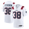 New England Patriots Rhamondre Stevenson White Game Player Jersey product image 1, provided for visual reference and product