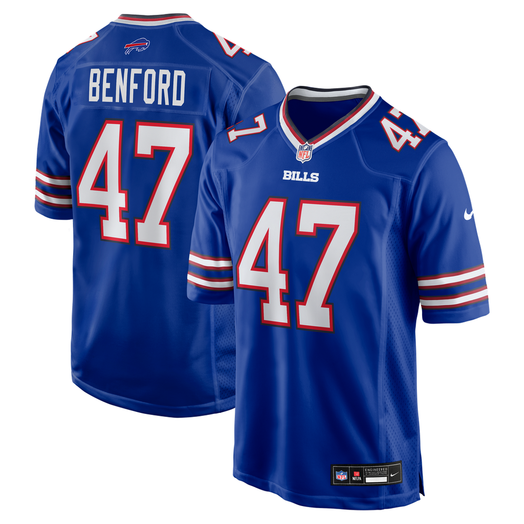 Buffalo Bills Christian Benford Royal Game Jersey product image 1, provided for visual reference and product detail review