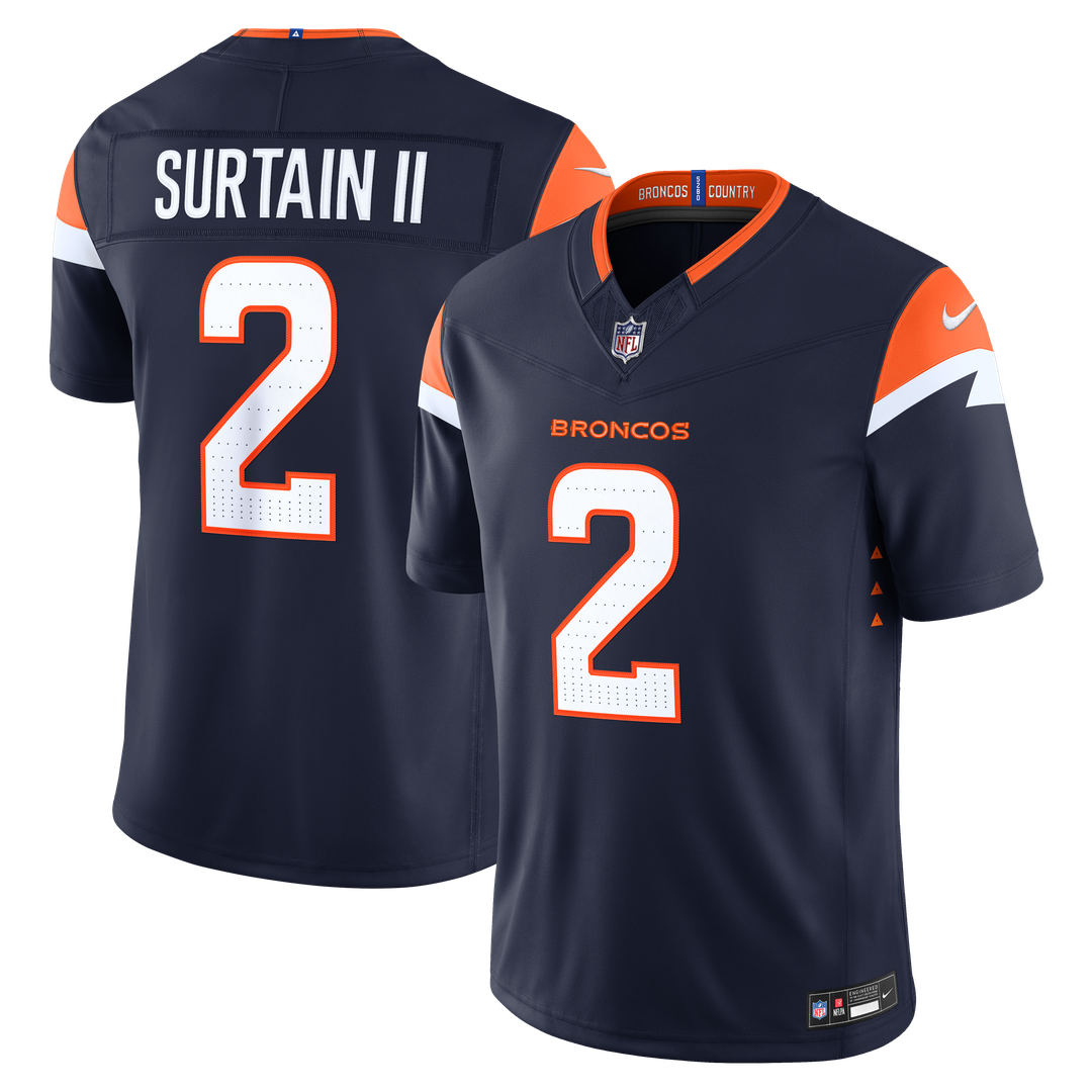 Denver Broncos Pat Surtain II Navy Alternate Vapor F.U.S.E. Stitched Limited Jersey product image 1, provided for visual