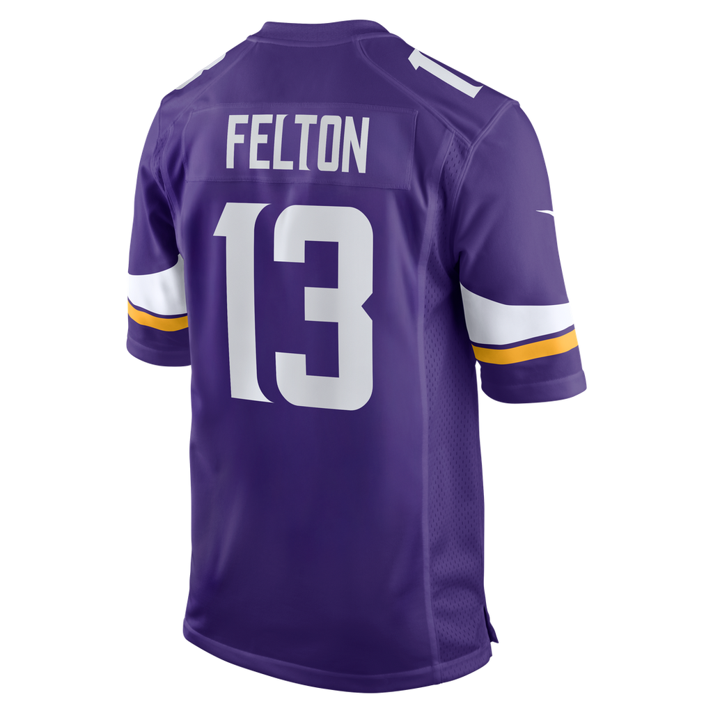 Minnesota Vikings Tai Felton Purple Team Game Jersey product image 3, provided for visual reference and product detail review