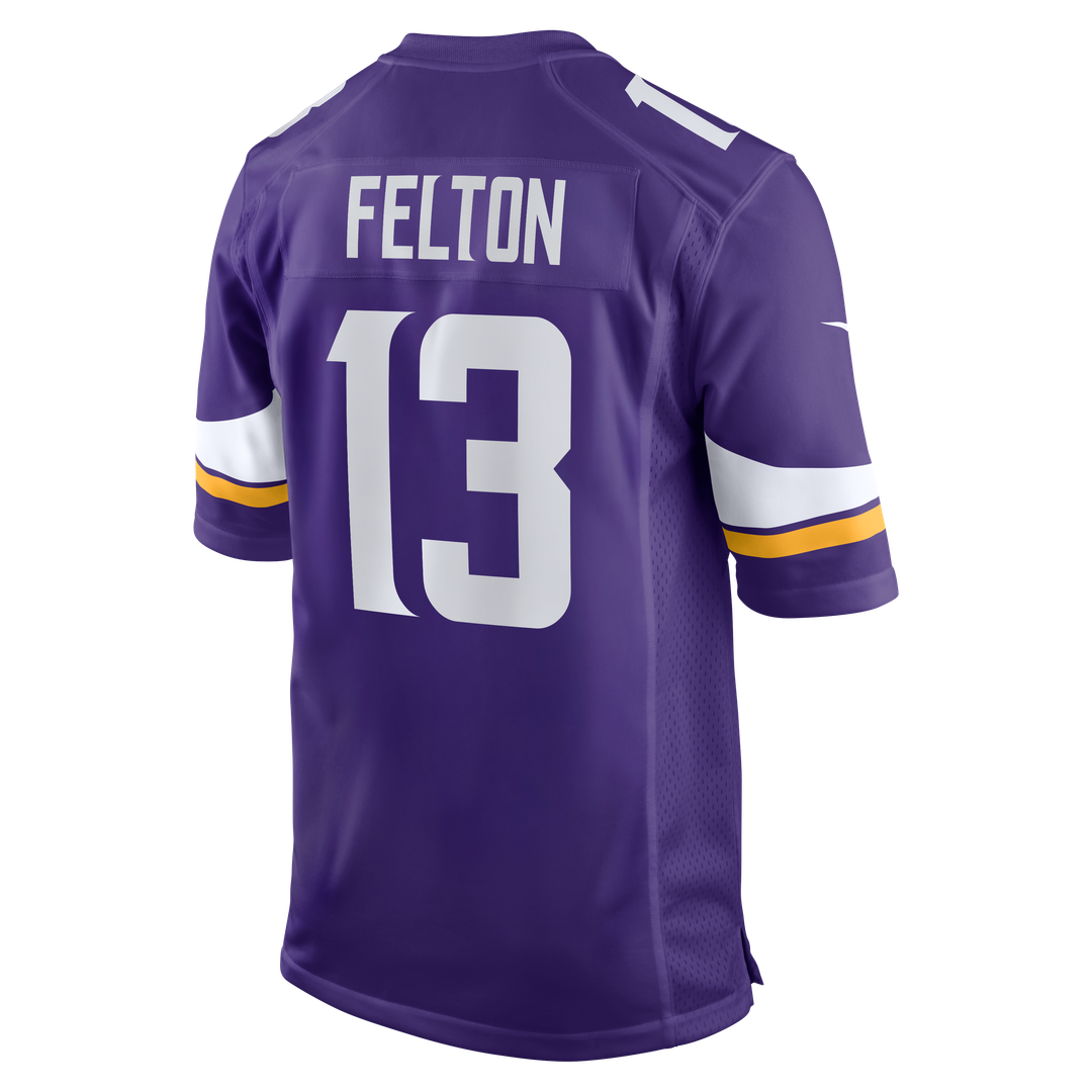 Minnesota Vikings Tai Felton Purple Team Game Jersey product image 3, provided for visual reference and product detail review