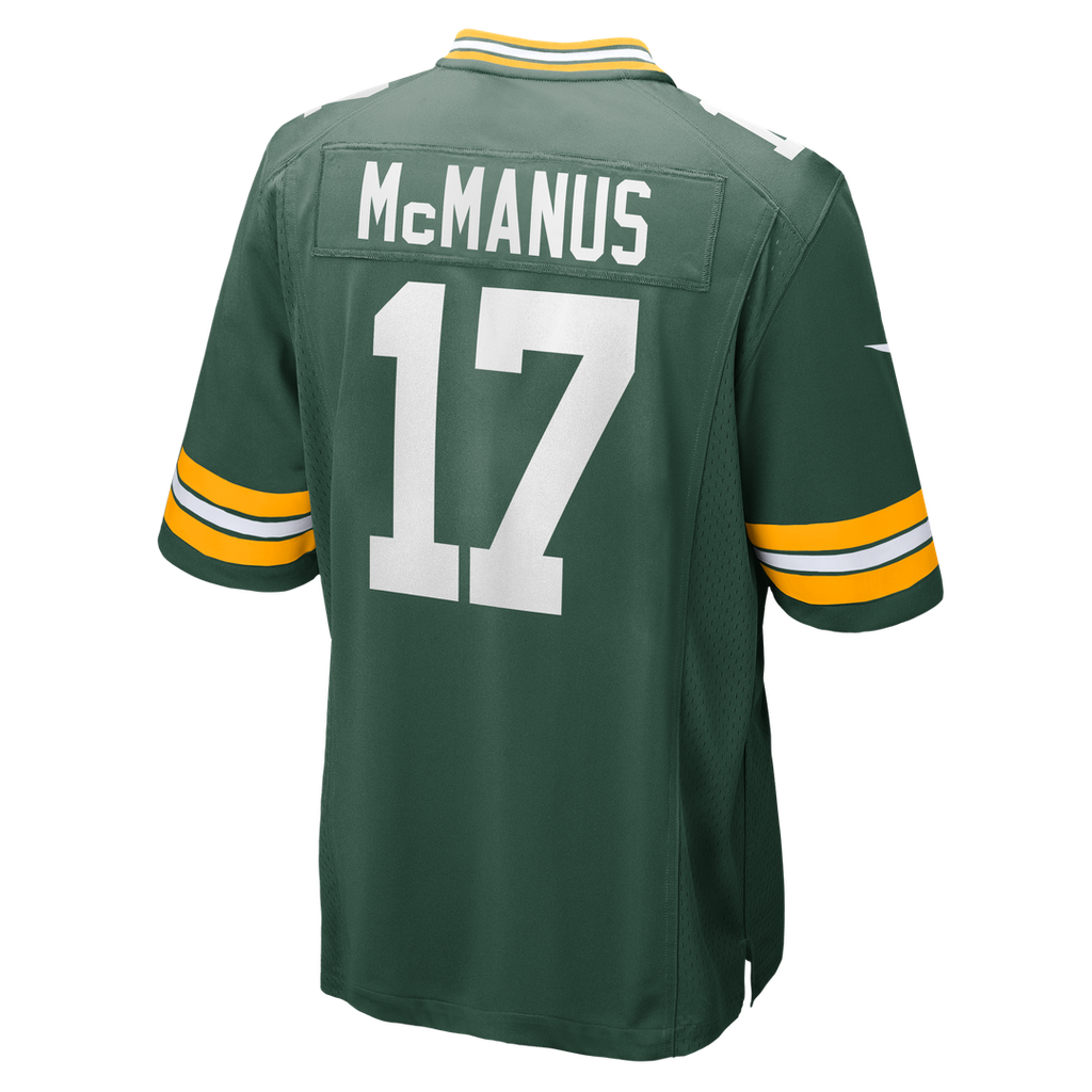 Green Bay Packers Brandon McManus Green Team Game Jersey product image 3, provided for visual reference and product detail
