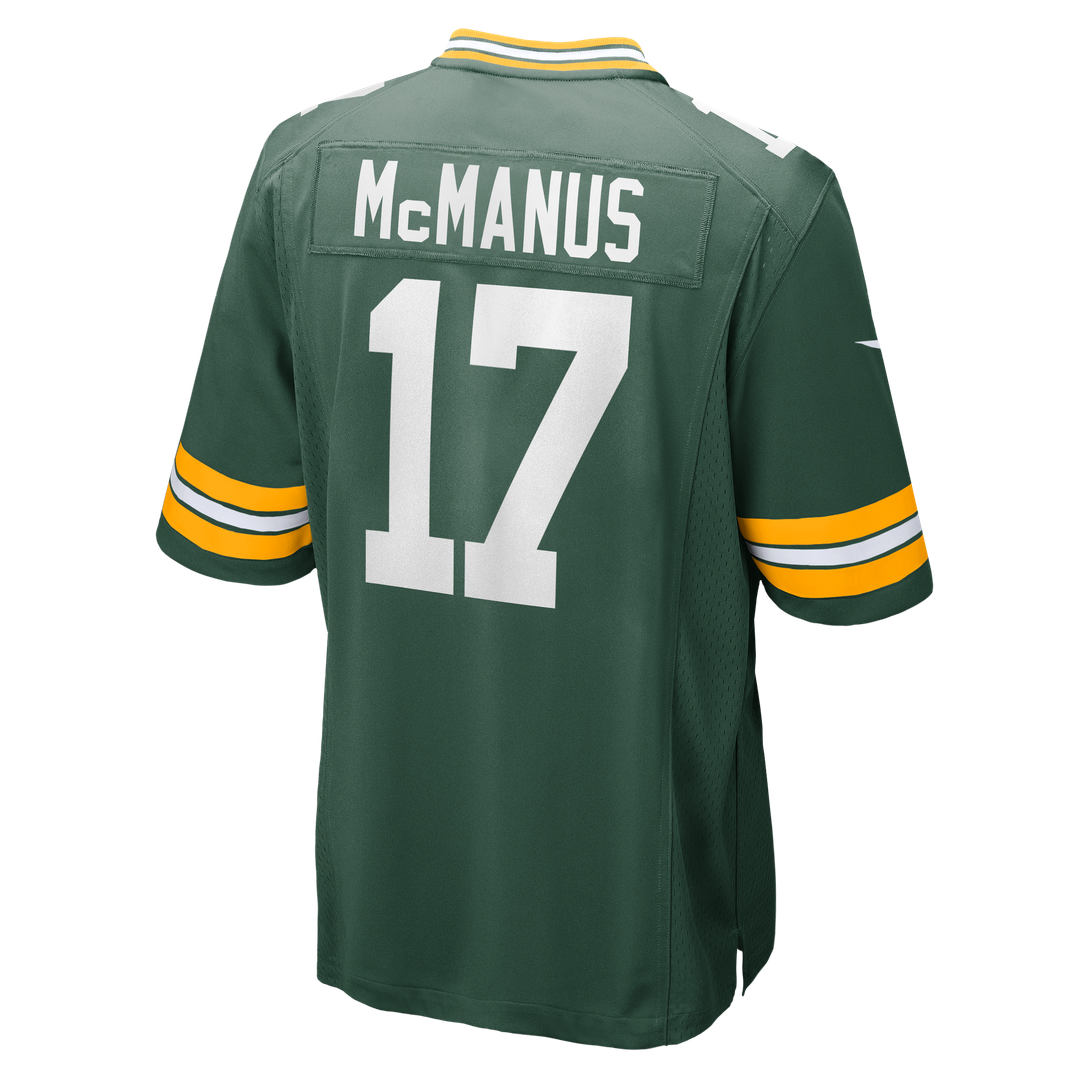 Green Bay Packers Brandon McManus Green Team Game Jersey product image 3, provided for visual reference and product detail