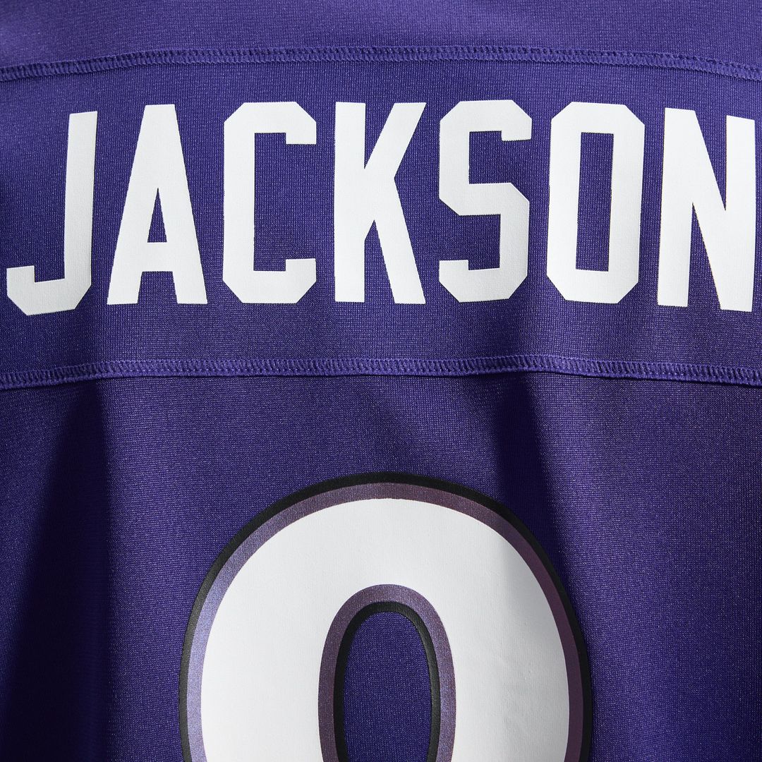 Baltimore Ravens Lamar Jackson Purple Team Game Jersey product image 11, provided for visual reference and product detail