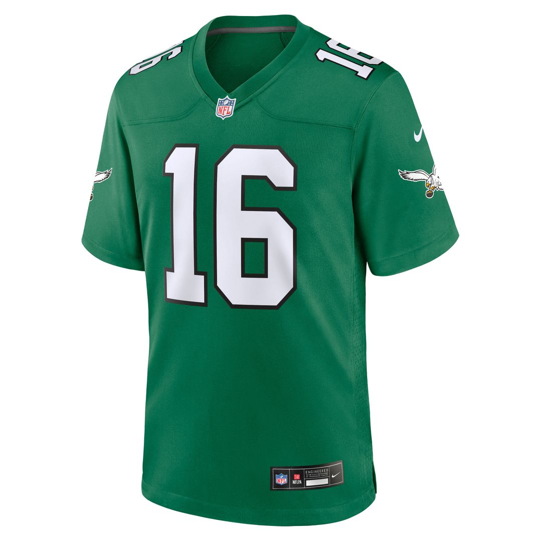 Philadelphia Eagles Tanner McKee Kelly Green Alternate Game Jersey product image 2, provided for visual reference and