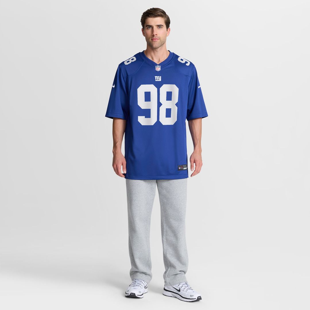 New York Giants D.J. Reader Royal Game Jersey product image 4, provided for visual reference and product detail review