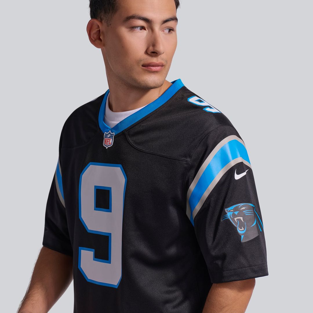 Carolina Panthers Bryce Young Black Team Game Jersey product image 9, provided for visual reference and product detail review