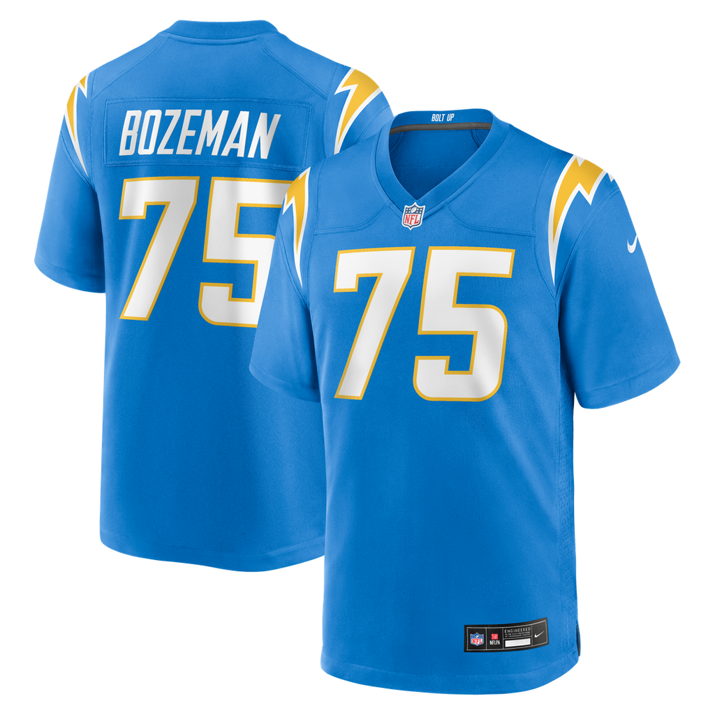 Los Angeles Chargers Bradley Bozeman Powder Blue Game Jersey product image 1, provided for visual reference and product