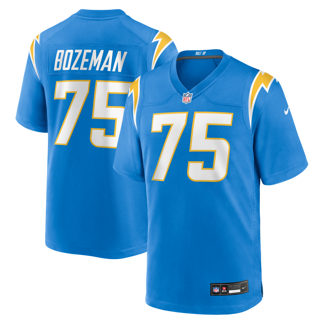 Los Angeles Chargers Bradley Bozeman Powder Blue Game Jersey product image 1, provided for visual reference and product