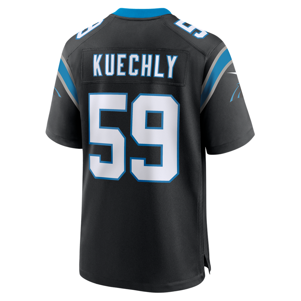 Carolina Panthers Luke Kuechly Black Team Game Jersey product image 3, provided for visual reference and product detail