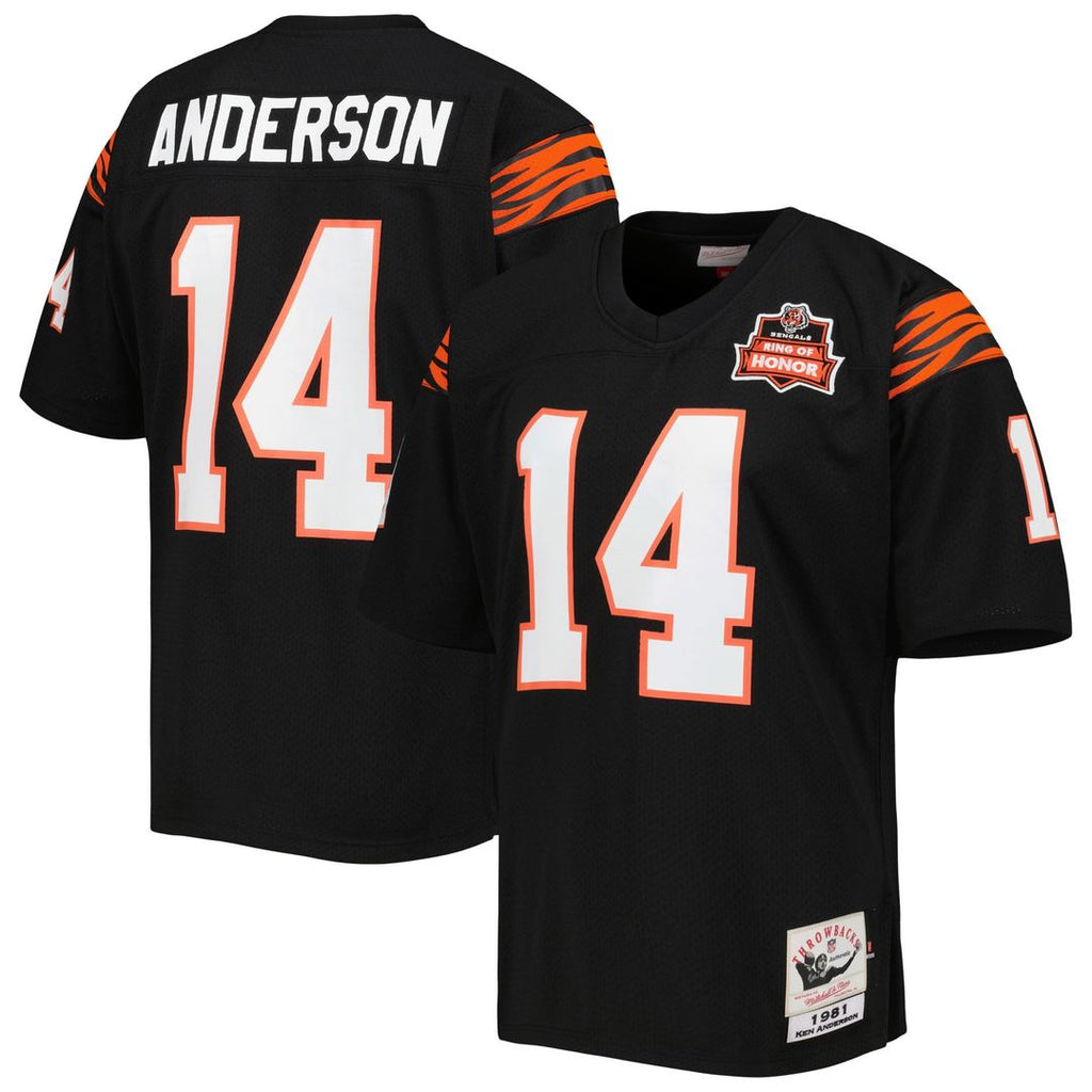 Cincinnati Bengals 1981 Ken Anderson Black Authentic Throwback Retired Player Jersey product image 1, provided for visual