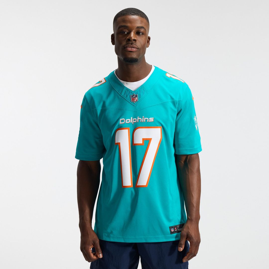 Miami Dolphins Jaylen Waddle Aqua Team Vapor F.U.S.E. Stitched Limited Jersey product image 2, provided for visual reference