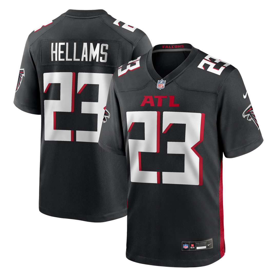 Atlanta Falcons DeMarcco Hellams Black Team Game Jersey product image 1, provided for visual reference and product detail
