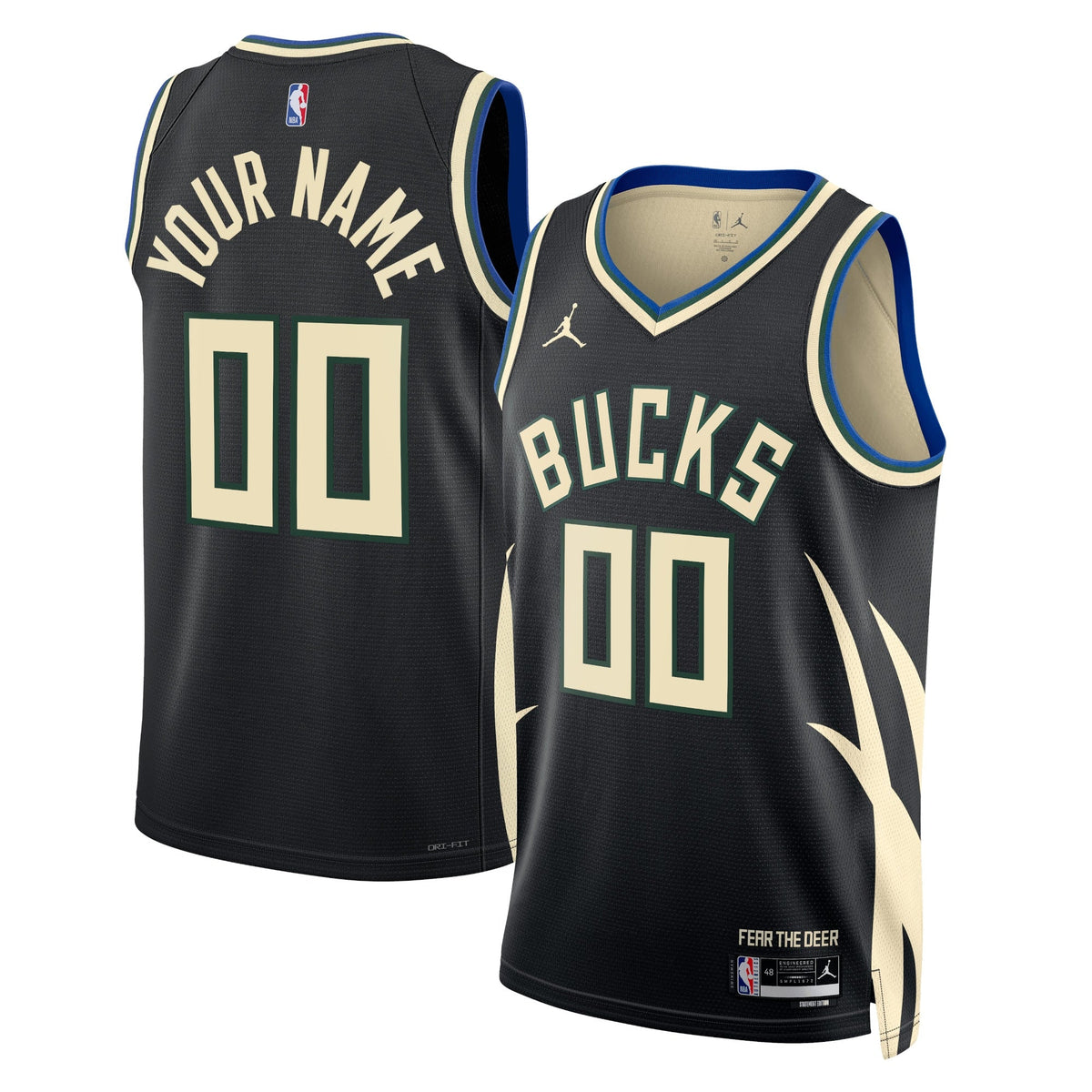 Milwaukee Bucks Statement Swingman Basketball Jersey - Custom - Unisex product image 1, provided for visual reference and