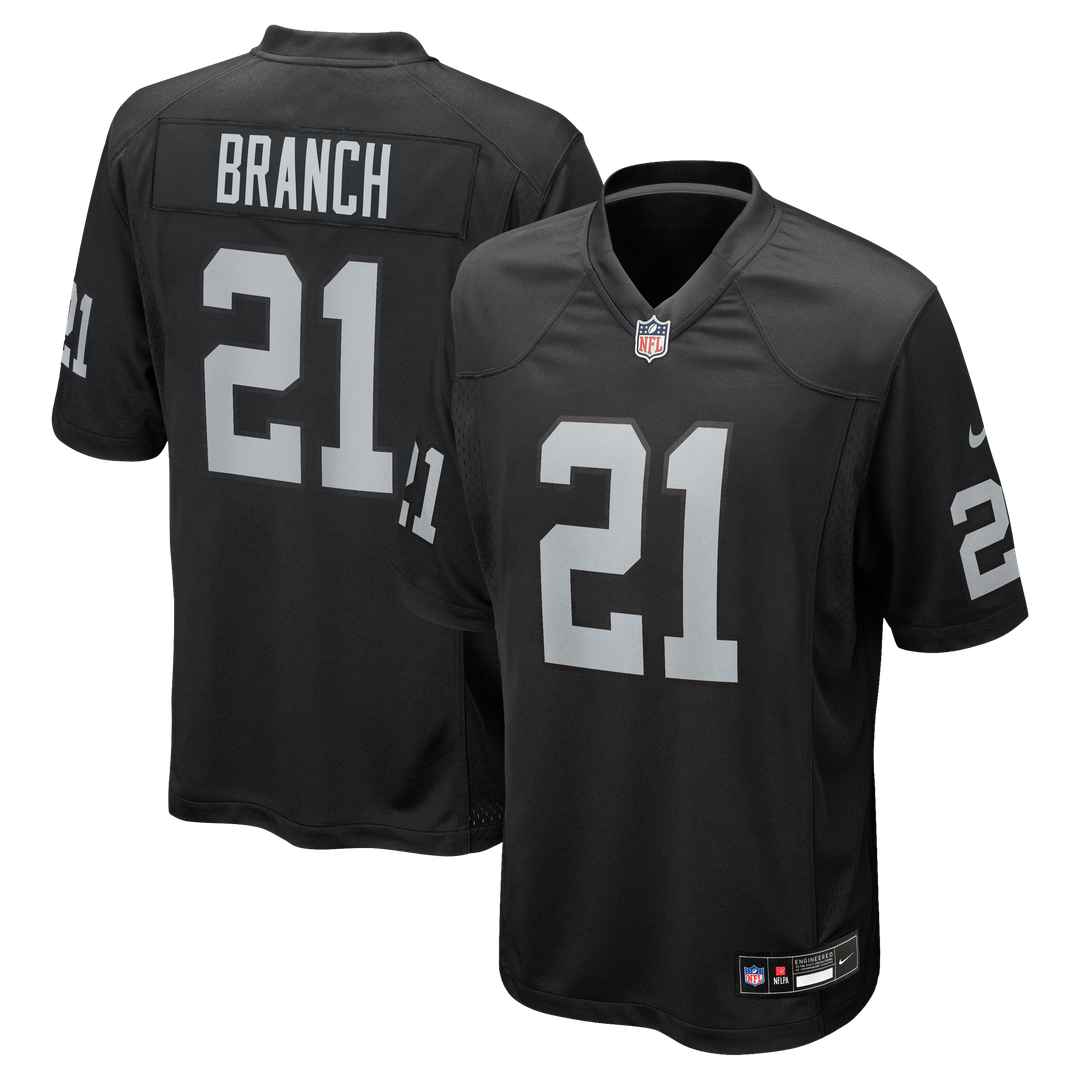 Las Vegas Raiders Cliff Branch Black Retired Player Game Jersey product image 1, provided for visual reference and product