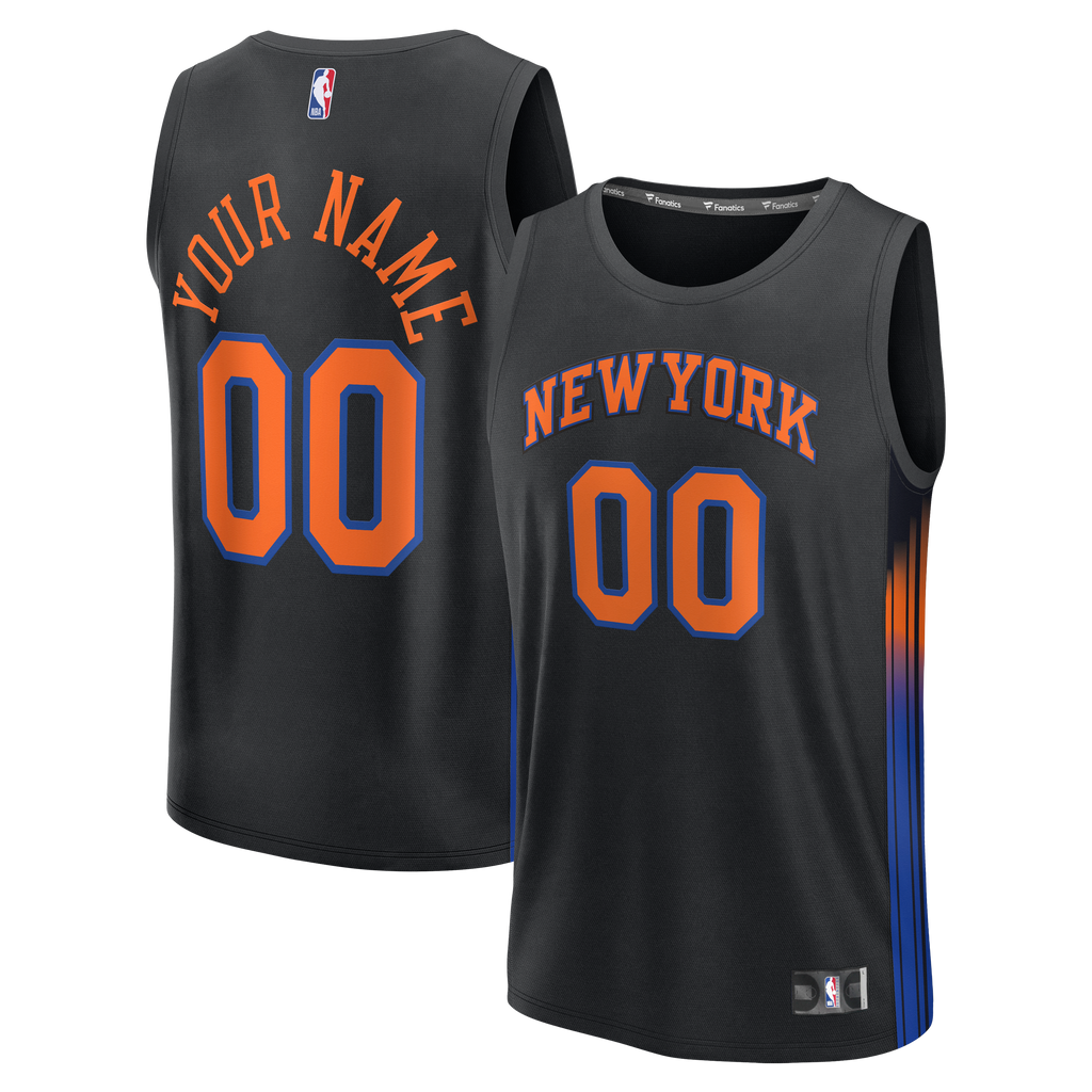 New York Knicks Fanatics Black Fast Break Custom Jersey - Icon Edition for Men product image 1, provided for visual