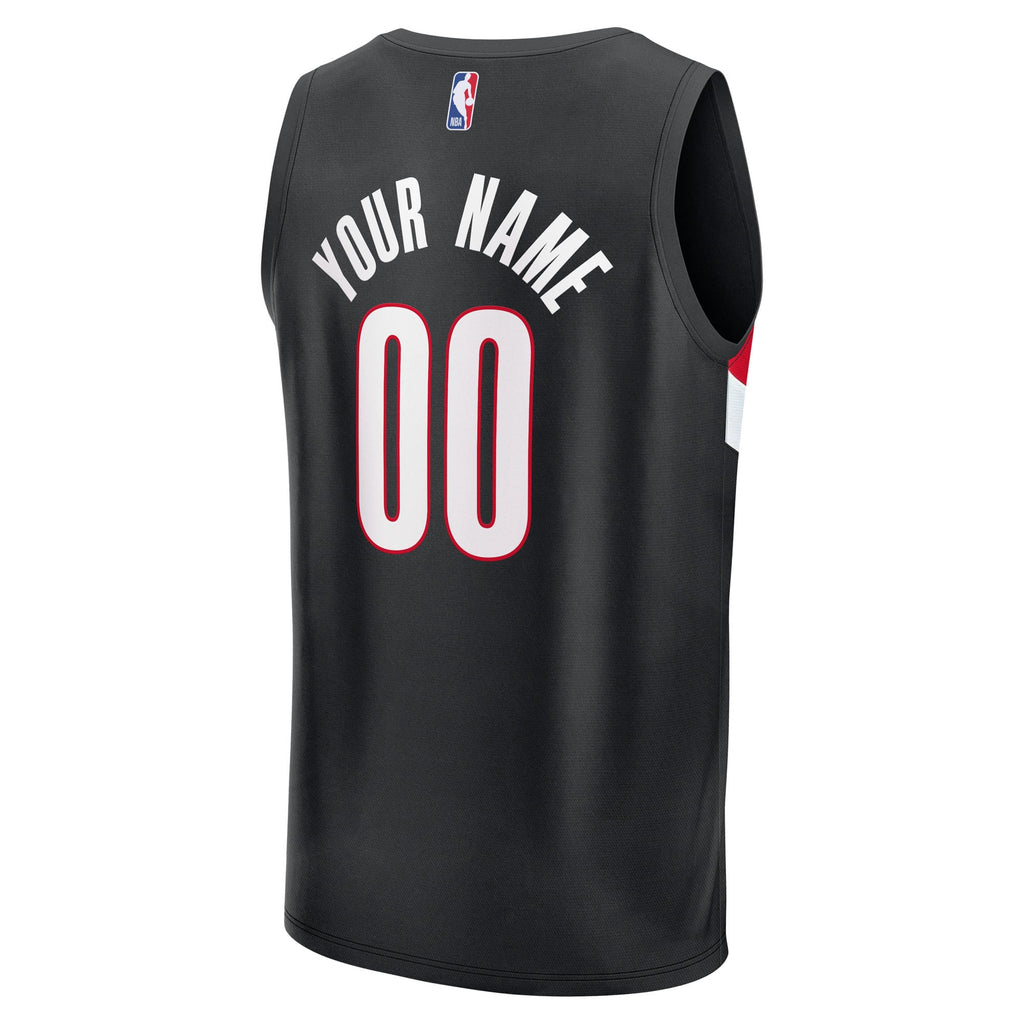 Portland Trail Blazers Fanatics Black Fast Break Replica Custom Jersey - Icon Edition for Men product image 4, provided for