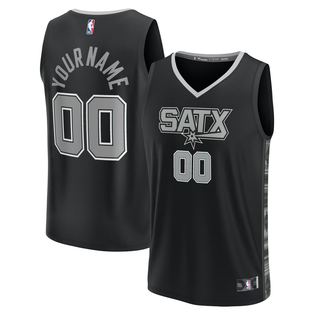 San Antonio Spurs Fanatics Black Fast Break Custom Replica Jersey - Statement Edition for Men product image 2, provided for