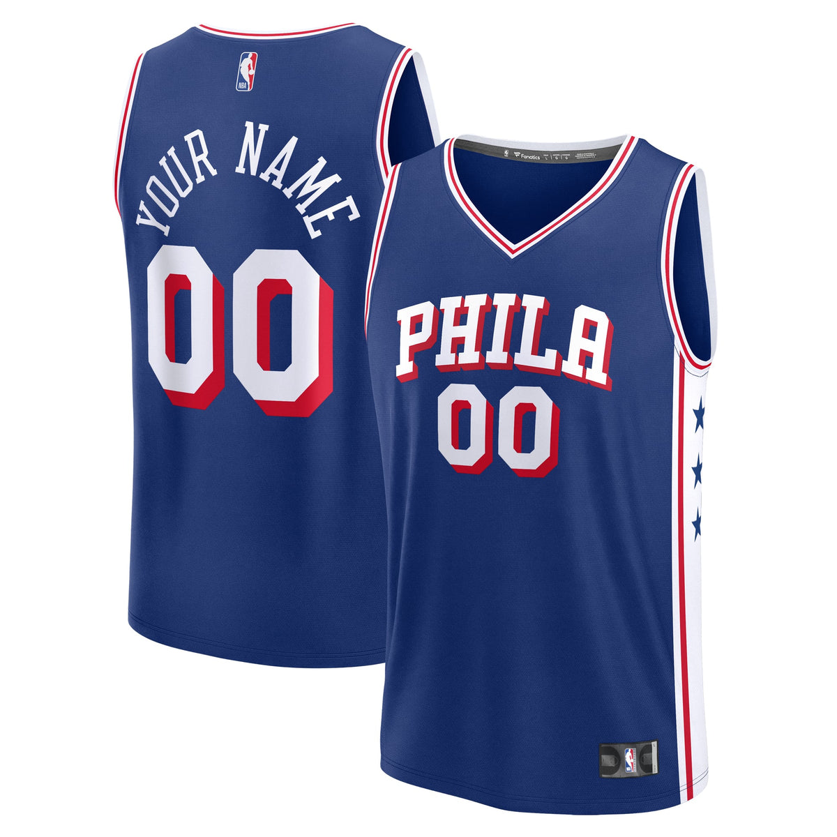 Philadelphia 76ers Fanatics Blue Fast Break Custom Jersey - Icon Edition for Men product image 2, provided for visual