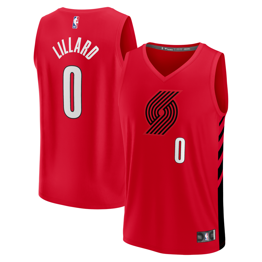 Portland Trail Blazers Damian Lillard Fanatics Red Fast Break Replica Jersey - Statement Edition for Men product image 2,