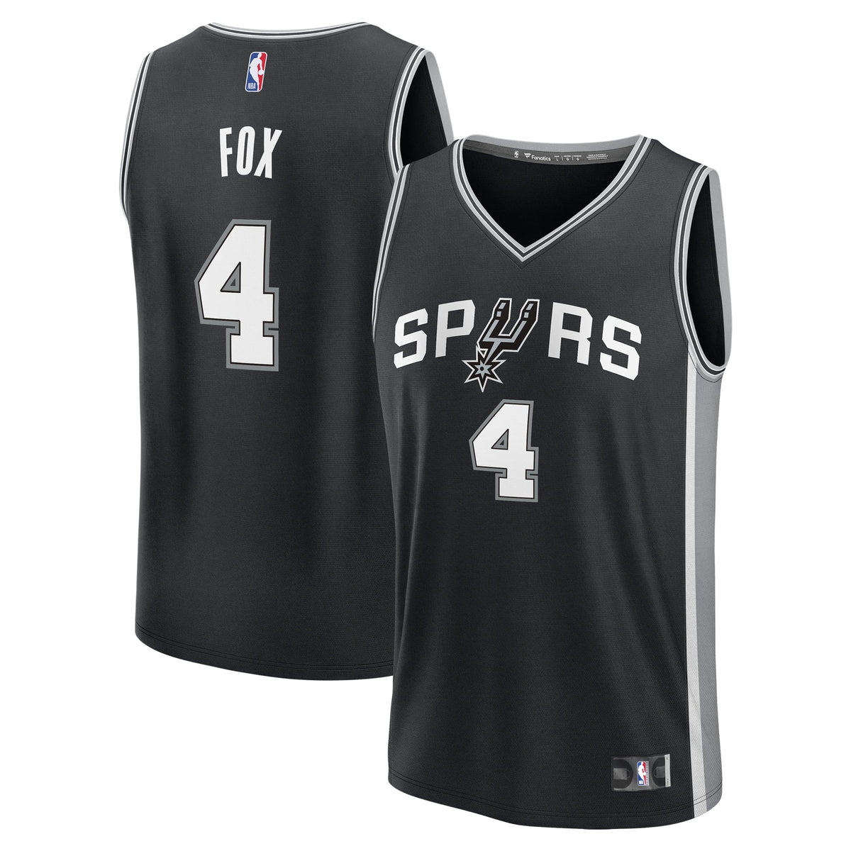 San Antonio Spurs De'Aaron Fox Fanatics Black Fast Break Replica Player Jersey - Icon Edition for Men product image 1,