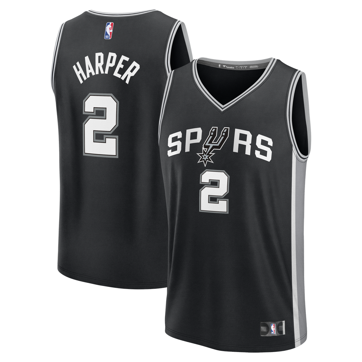 San Antonio Spurs Dylan Harper Fanatics Black Fast Break Jersey - Icon Edition for Men product image 2, provided for visual