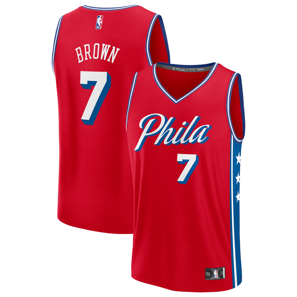 Philadelphia 76ers Jaylen Brown Fanatics Red Fast Break Jersey - Statement Edition for Men product image 2, provided for