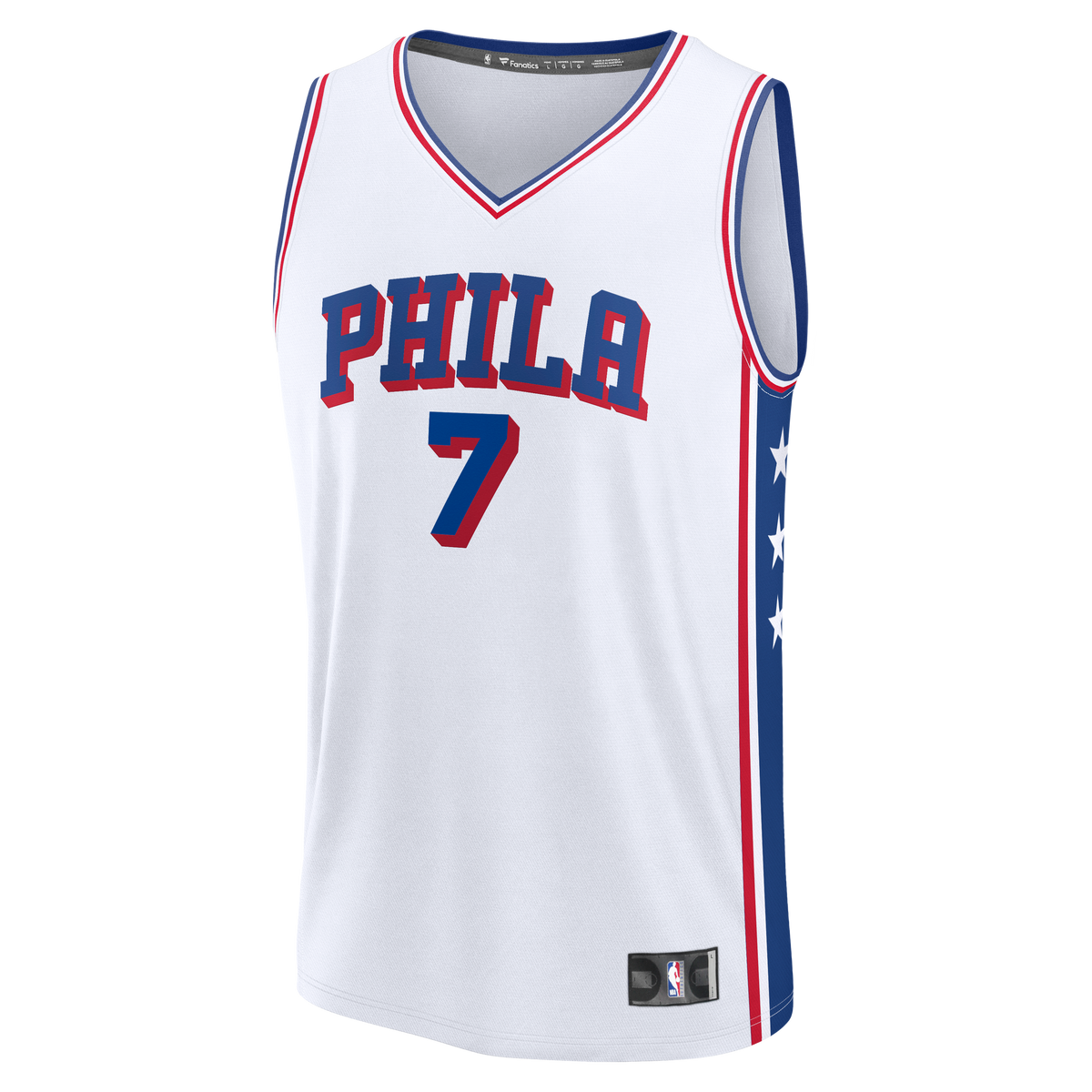 Philadelphia 76ers Jaylen Brown Fanatics White Fast Break Jersey - Association Edition for Men product image 3, provided for