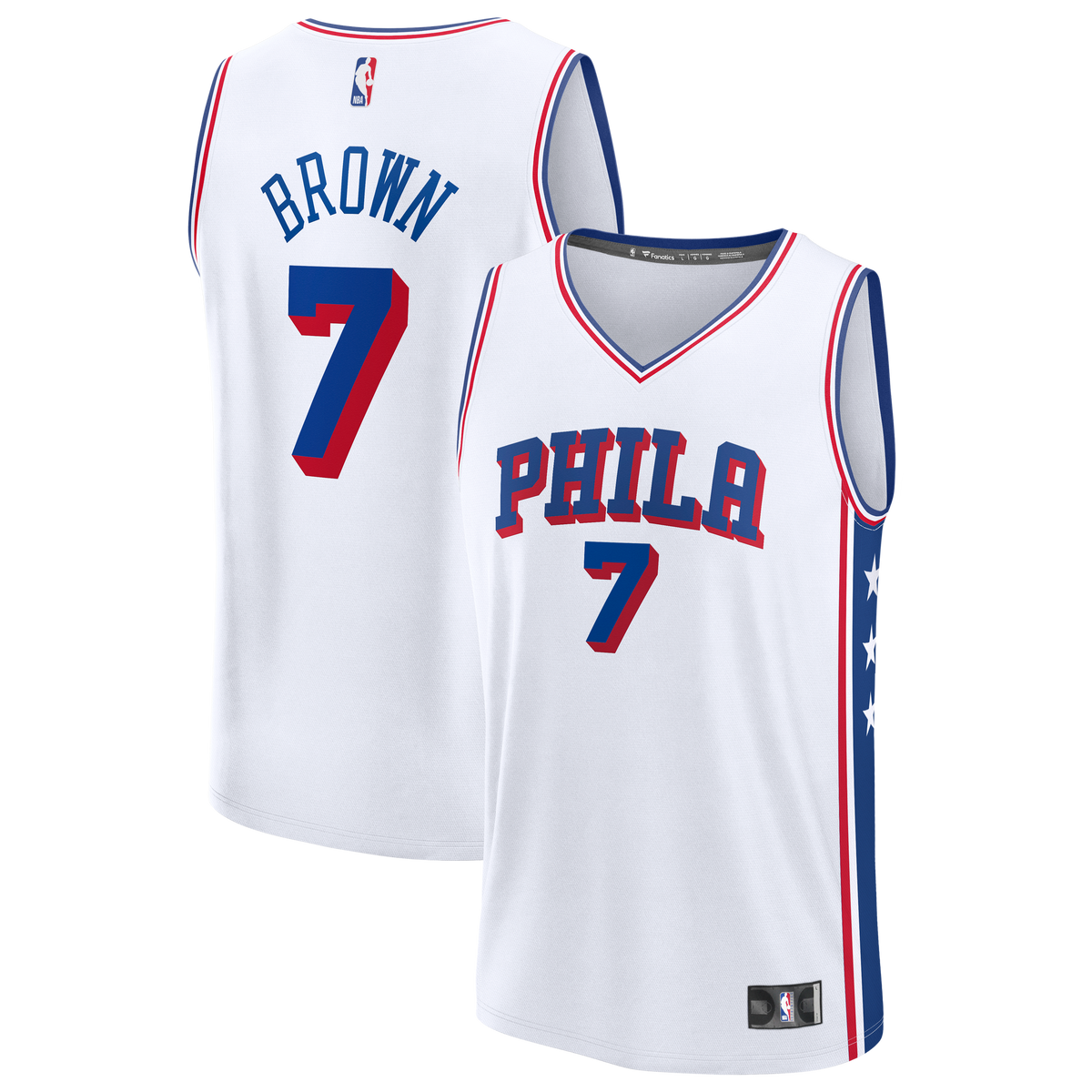 Philadelphia 76ers Jaylen Brown Fanatics White Fast Break Jersey - Association Edition for Men product image 1, provided for