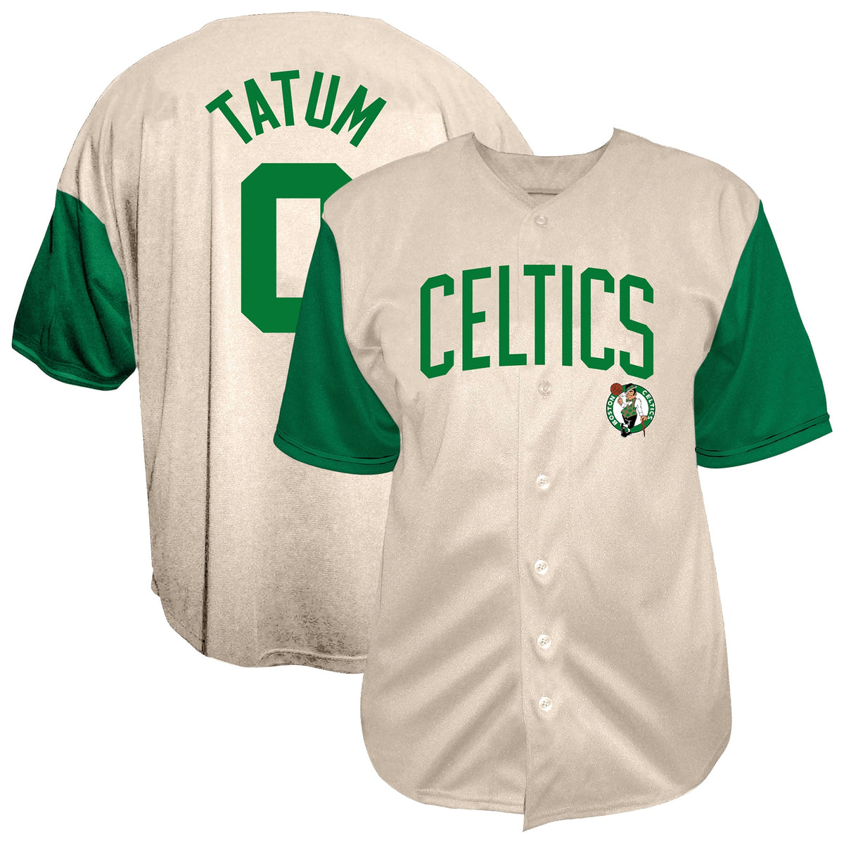 Boston Celtics Jayson Tatum Fanatics Cream Baseball Jersey for Men product image 1, provided for visual reference and