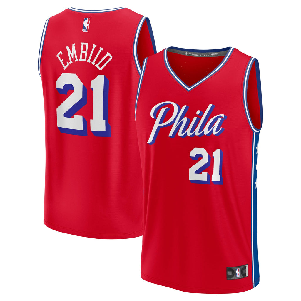 Philadelphia 76ers Joel Embiid Fanatics Red Fast Break Replica Player Jersey - Statement Edition for Men product image 1,