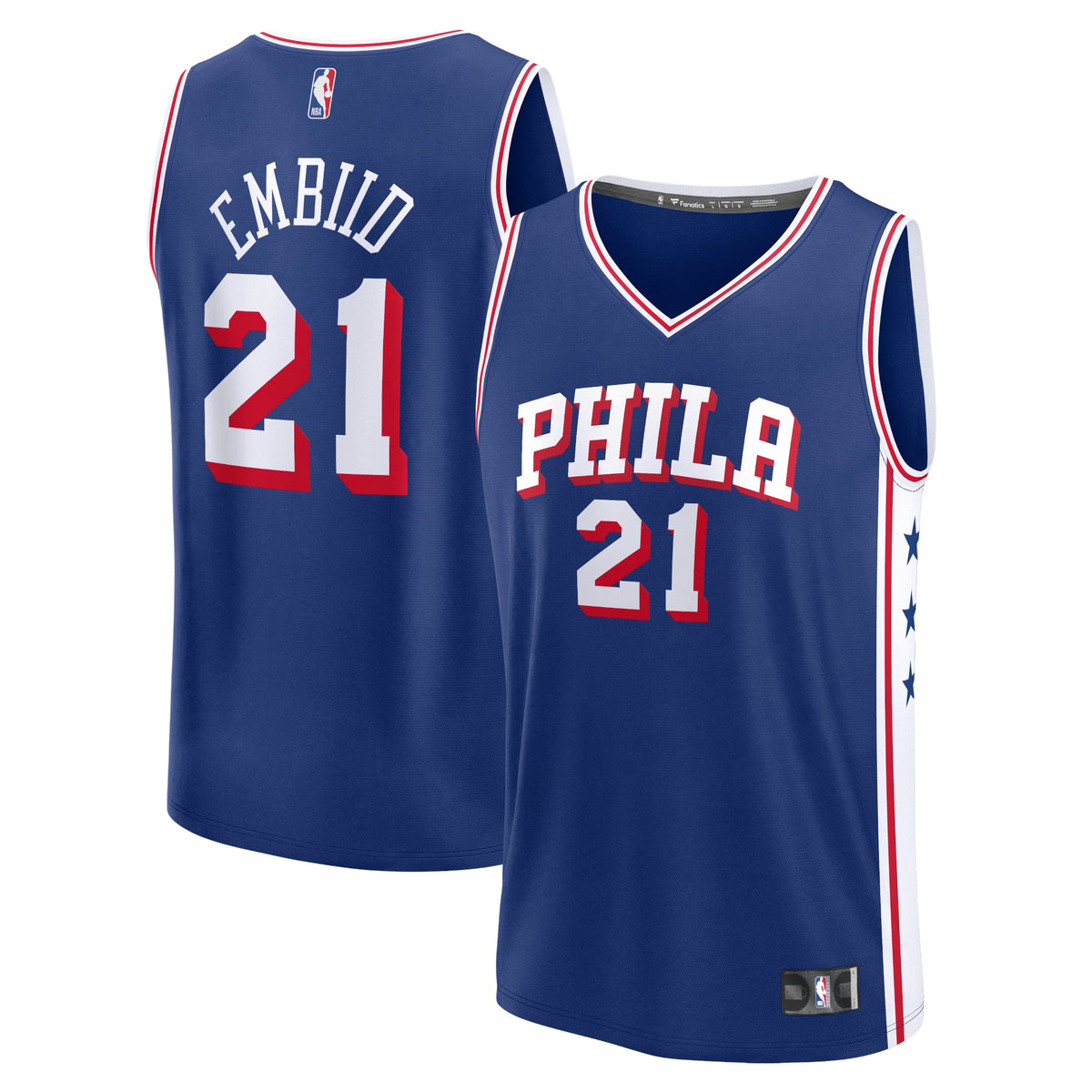 Philadelphia 76ers Joel Embiid Fanatics Royal Fast Break Replica Jersey - Icon Edition for Men product image 2, provided for