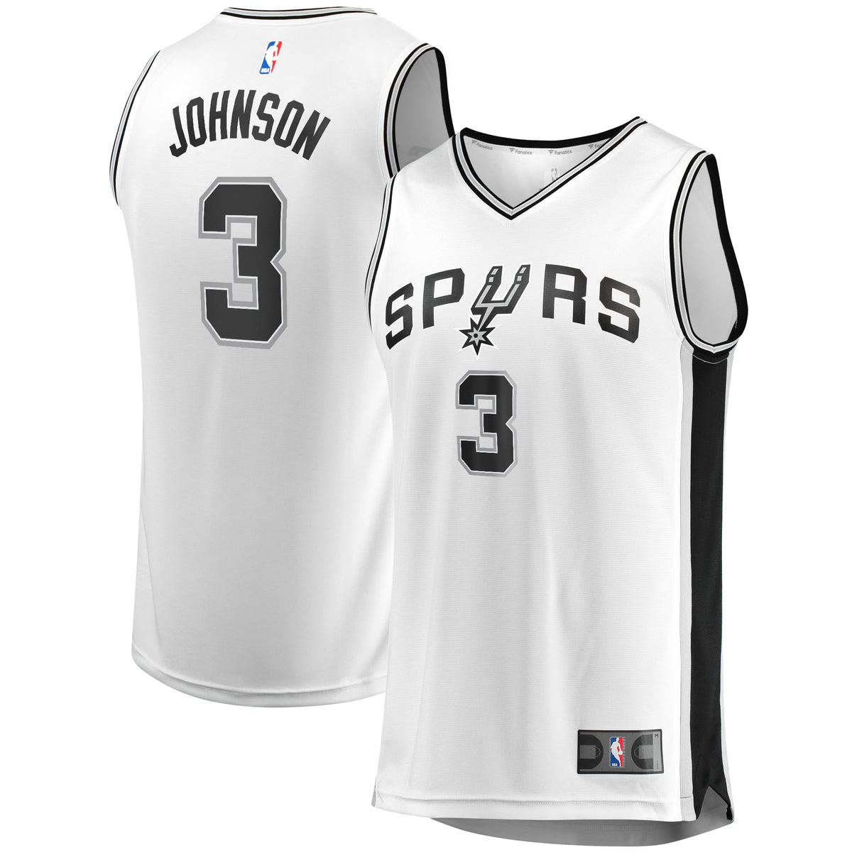 San Antonio Spurs Keldon Johnson Fanatics White Fast Break Association Jersey for Men product image 1, provided for visual