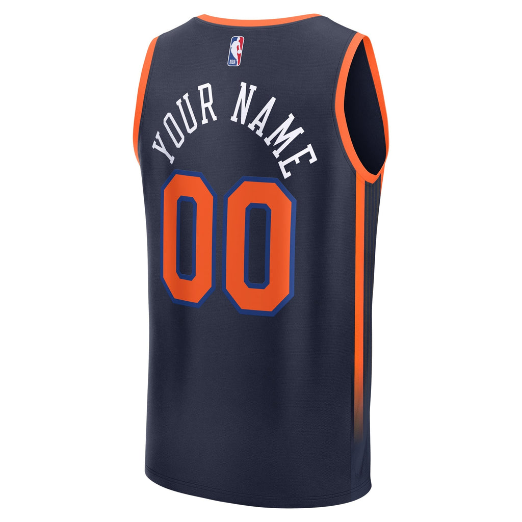 New York Knicks Fanatics Navy Fast Break Custom Jersey - Statement Edition for Men product image 4, provided for visual