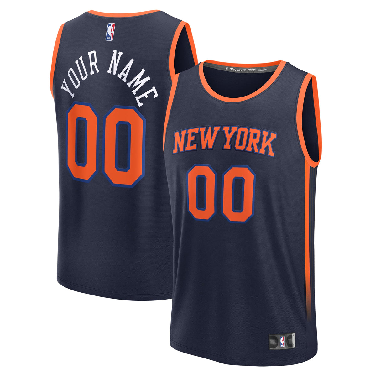 New York Knicks Fanatics Navy Fast Break Custom Jersey - Statement Edition for Men product image 1, provided for visual