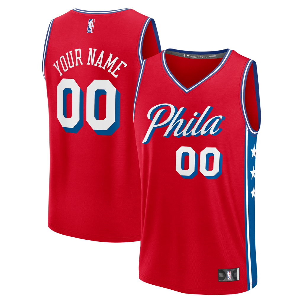 Philadelphia 76ers Fanatics Red Fast Break Custom Jersey - Icon Edition for Men product image 2, provided for visual