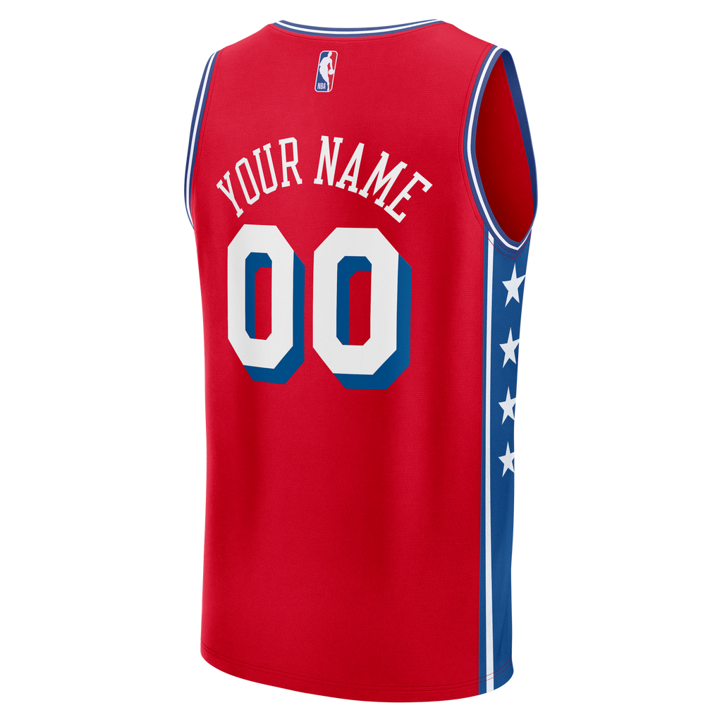 Philadelphia 76ers Fanatics Red Fast Break Custom Jersey - Icon Edition for Men product image 4, provided for visual
