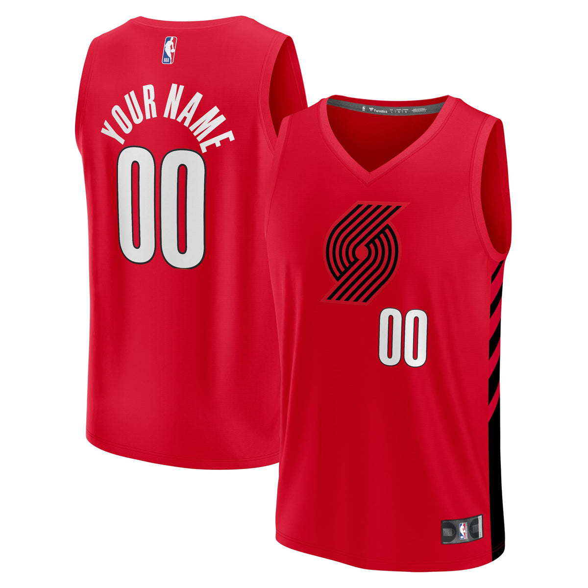 Portland Trail Blazers Fanatics Red Fast Break Custom Replica Jersey - Statement Edition for Men product image 2, provided