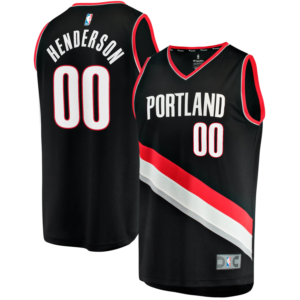 Portland Trail Blazers Scoot Henderson Fanatics Black Fast Break Replica Jersey - Icon Edition for Men product image 1,