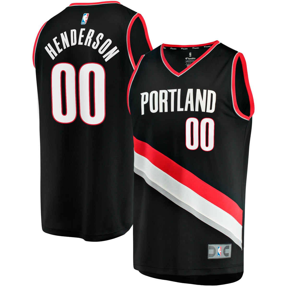 Portland Trail Blazers Scoot Henderson Fanatics Black Fast Break Replica Jersey - Icon Edition for Men product image 1,