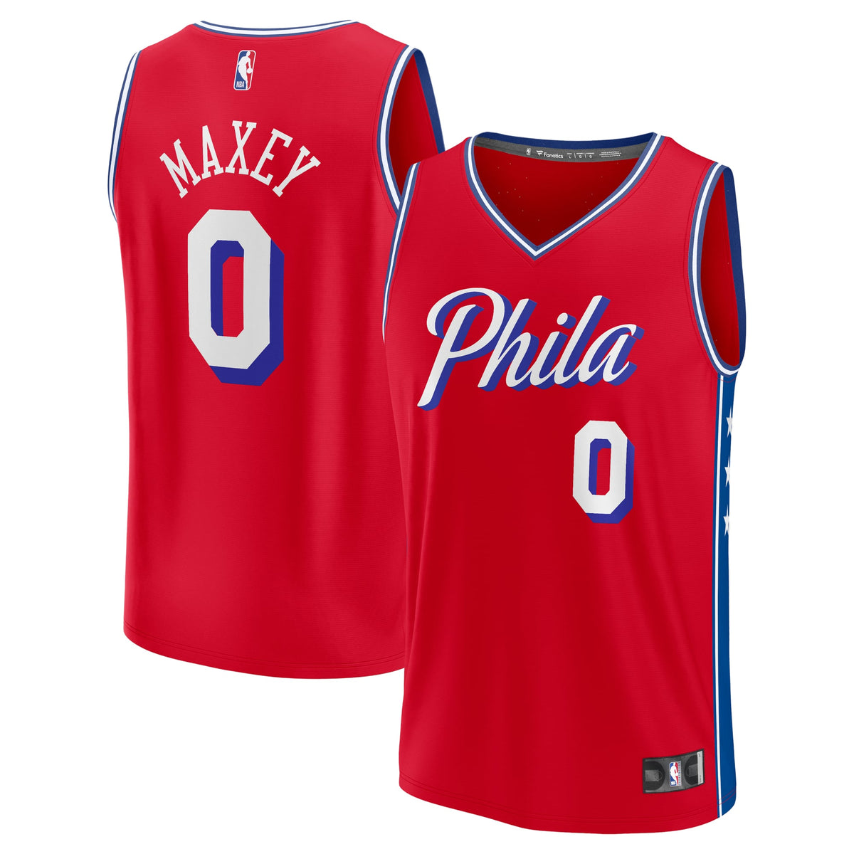 Philadelphia 76ers Tyrese Maxey Fanatics Red Fast Break Replica Player Jersey - Statement Edition for Men product image 1,