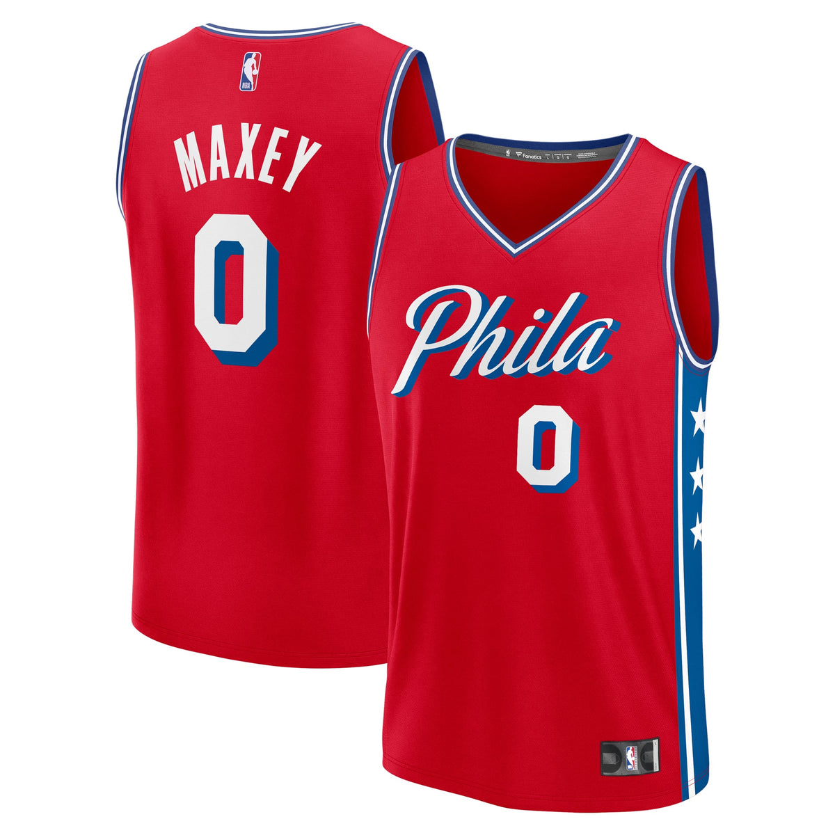 Philadelphia 76ers Tyrese Maxey Fanatics Red Fast Break Replica Player Jersey - Statement Edition for Men product image 1,