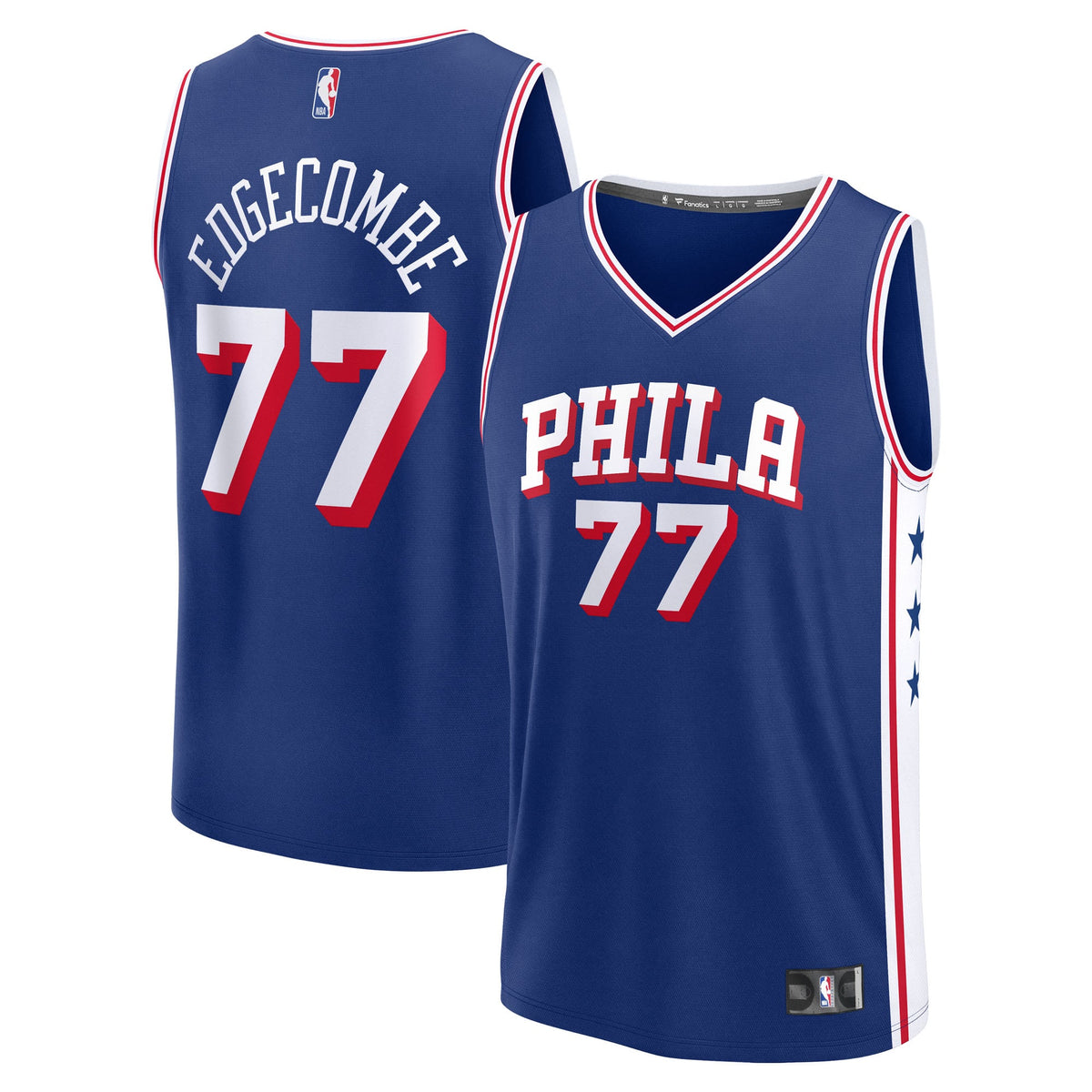Philadelphia 76ers V. J. Edgecombe Fanatics Royal 2025 NBA Draft First Round Pick Fast Break Replica Jersey - Icon Edition