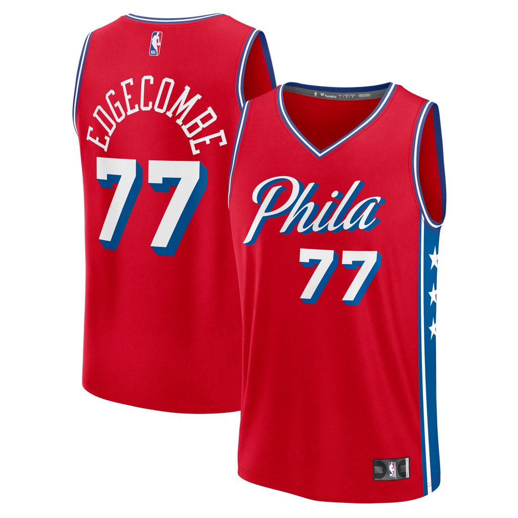 Philadelphia 76ers VJ Edgecombe Fanatics Red Fast Break Replica Player Jersey - Statement Edition for Men product image 1,