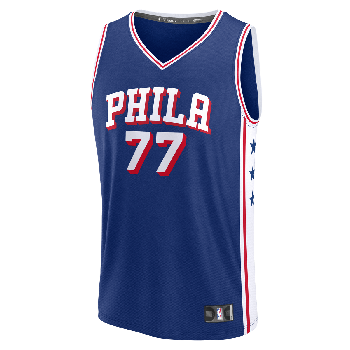 Philadelphia 76ers VJ Edgecombe Fanatics Royal Fast Break Jersey - Icon Edition for Men product image 3, provided for visual