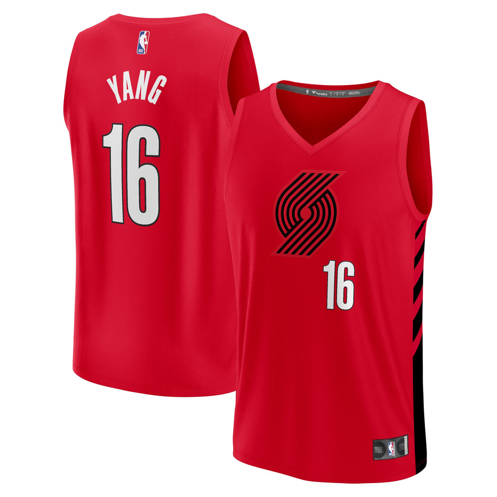 Portland Trail Blazers Yang Hansen Fanatics Red Fast Break Replica Jersey - Statement Edition for Men product image 2,