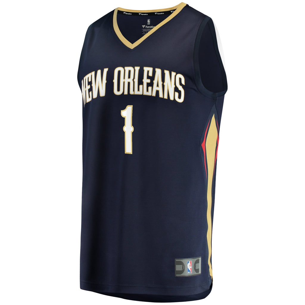 New Orleans Pelicans Zion Williamson Fanatics Navy Fast Break Replica Jersey - Icon Edition for Men product image 3,