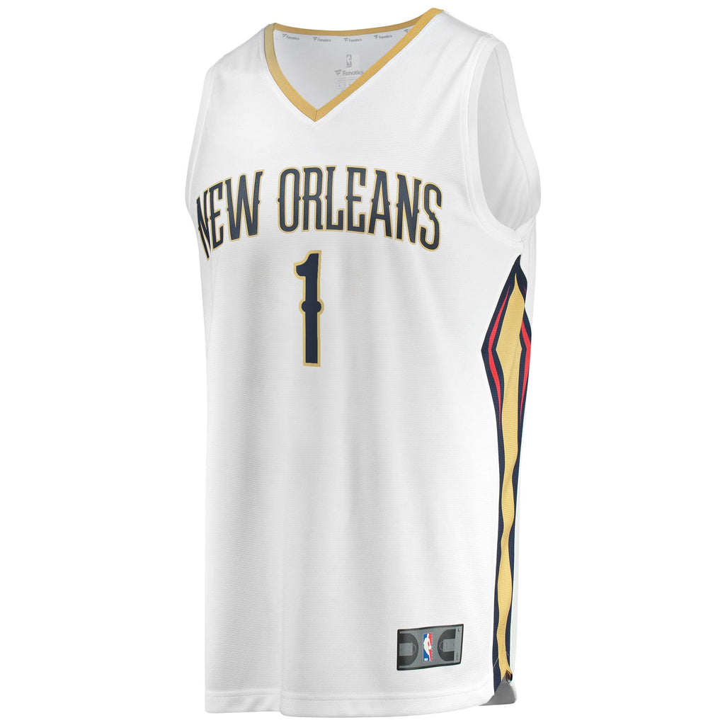 New Orleans Pelicans Zion Williamson Fanatics White Replica Fast Break Jersey - Association Edition for Men product image 3,