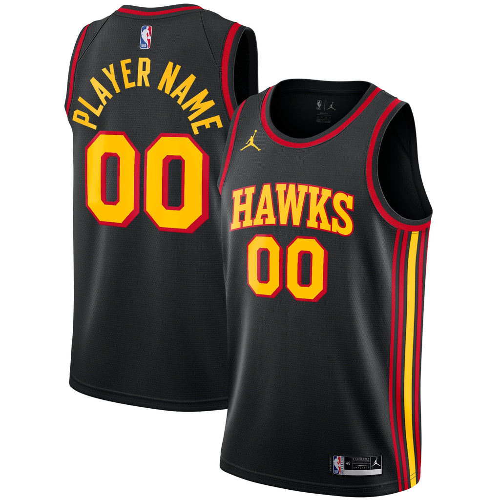 Atlanta Hawks Jordan Brand Black Swingman Custom Jersey - Statement Edition for Men product image 1, provided for visual