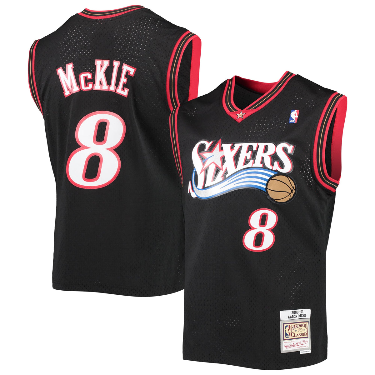 Philadelphia 76ers Aaron McKie Mitchell & Ness Black Hardwood Classics Swingman Jersey for Men product image 1, provided for